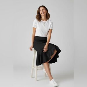 Jaclyn Smith casual midi black skirt M pleated design side zipper lining